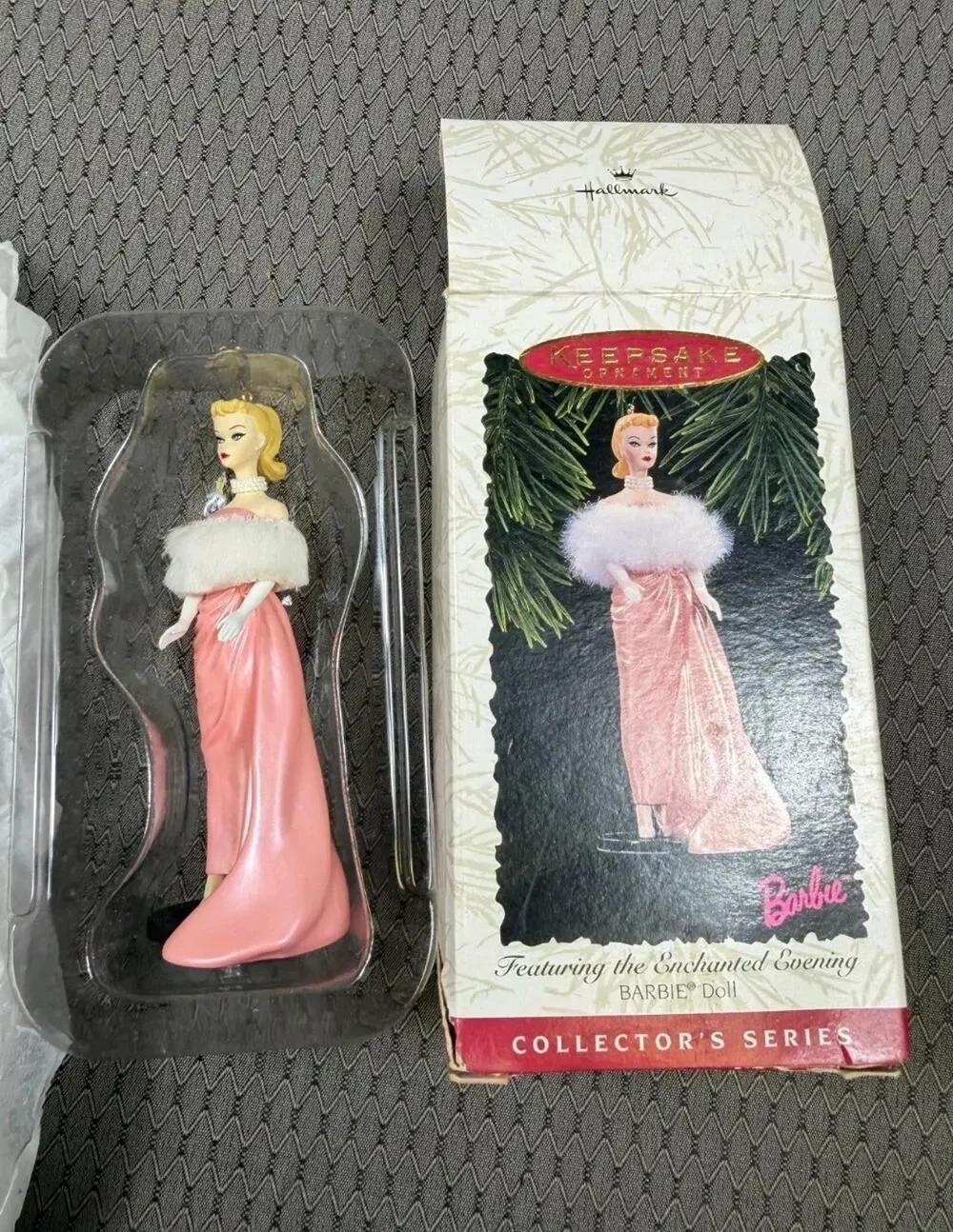 Vintage Hallmark 1996 Enchanted Evening Barbie Doll (Pink Gown) Ornament NEW